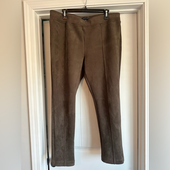 Women’s XL Andrew Marc‎ Dark Brown Faux Suede Leggings Ponte Pants - Picture 3 of 9